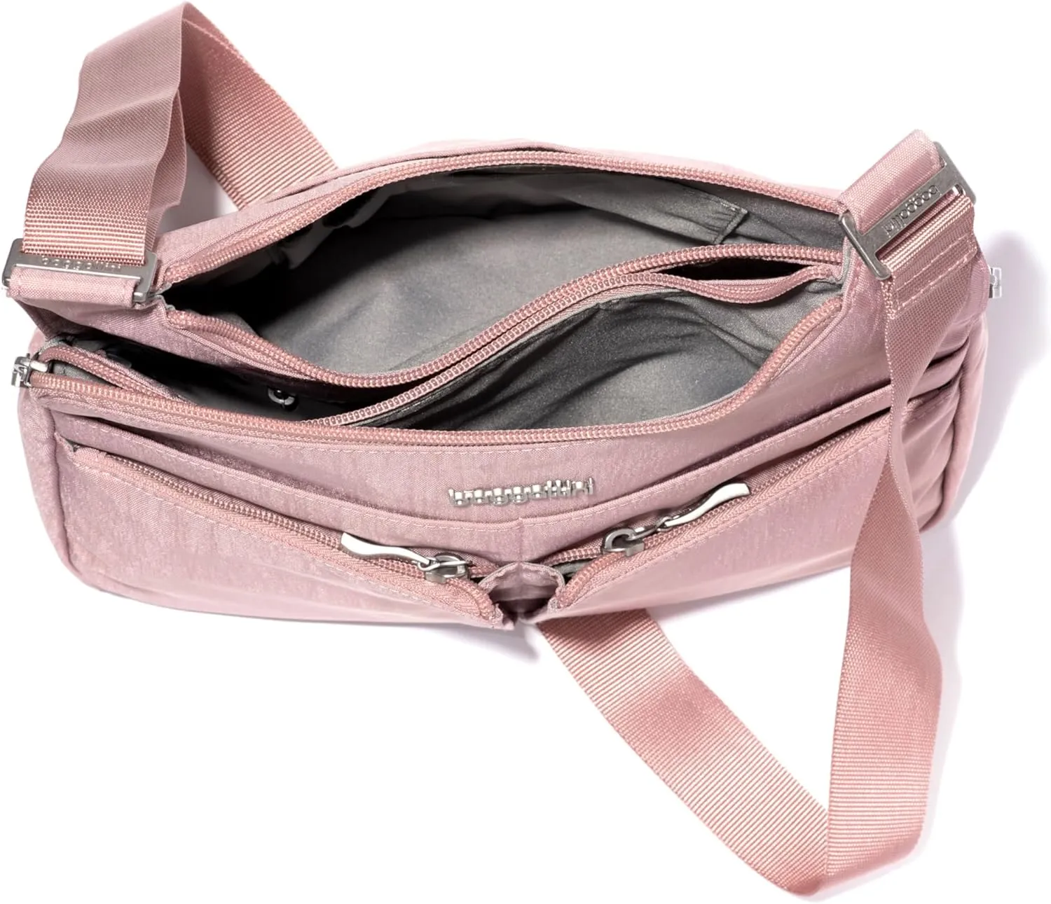 Baggallini Cross Over Crossbody Women 11x8.5 Medium Travel Bag Lightweight Water-Resistant Nylon Organized Handbag Purse