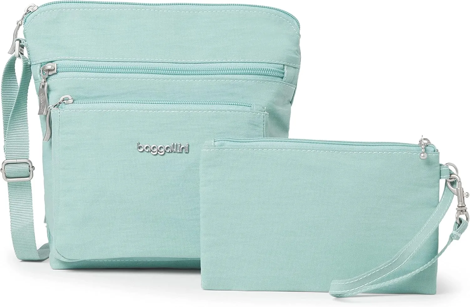 Baggallini Pocket Crossbody Bags for Women 8x8 Small Lightweight Durable Nylon Water-resistant Travel Purse W/Rfid Wristlet