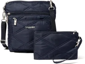 Baggallini Pocket Crossbody Bags for Women 8x8 Small Lightweight Durable Nylon Water-resistant Travel Purse W/Rfid Wristlet