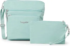 Baggallini Pocket Crossbody Bags for Women 8x8 Small Lightweight Durable Nylon Water-resistant Travel Purse W/Rfid Wristlet