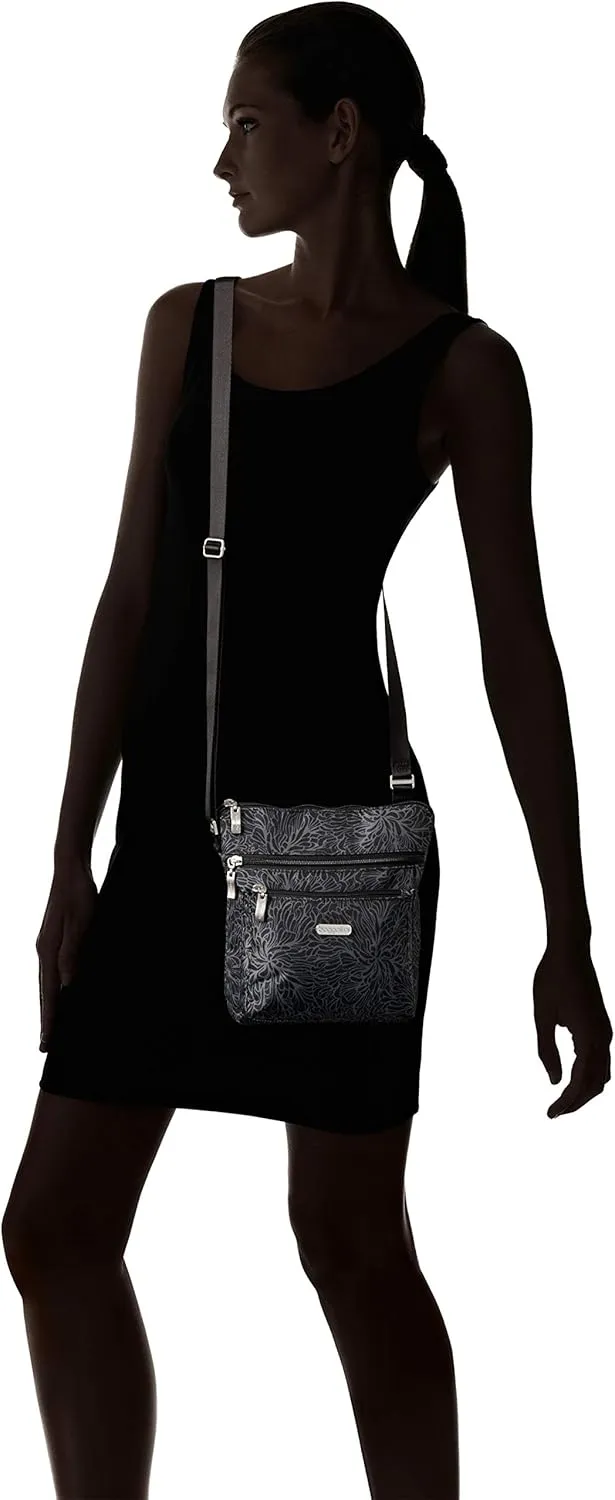 Baggallini Pocket Crossbody Bags for Women 8x8 Small Lightweight Durable Nylon Water-resistant Travel Purse W/Rfid Wristlet