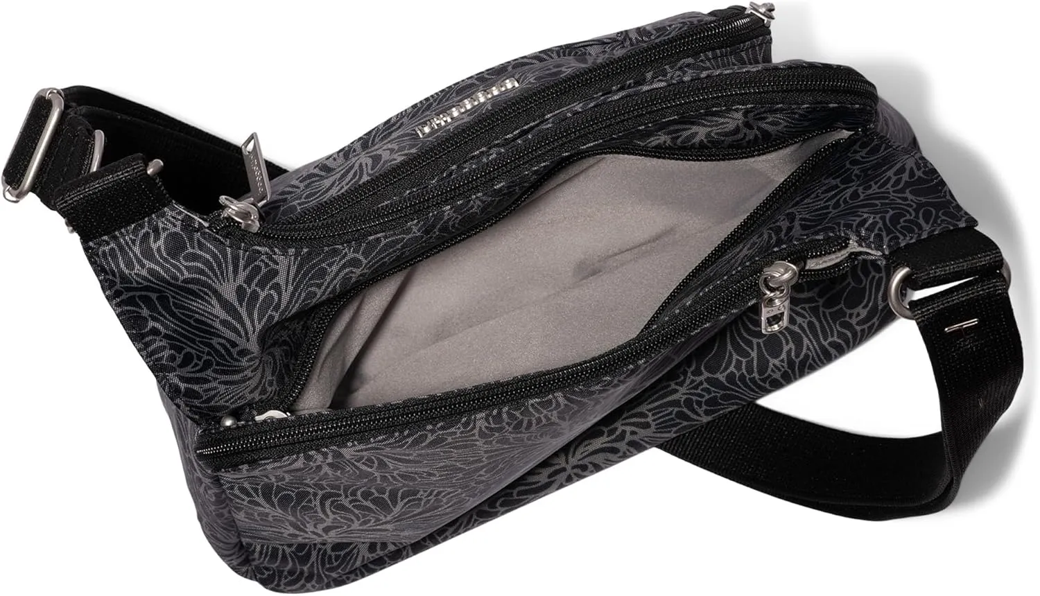Baggallini Securtex Anti-Theft Crossover Crossbody Bag for Travel 11”w X 8.5”h, RFID, Built-in Wallet, Locking Zippers
