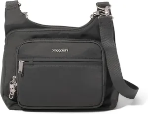 Baggallini Securtex Anti-Theft Crossover Crossbody Bag for Travel 11”W x 8.5”H, RFID, Built-in Wallet, Locking Zippers