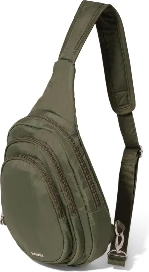 Baggallini Securtex® Anti-Theft Triple Zip Sling 8.6"x15.2" Travel Crossbody Backpack with RFID Wallet Locking Zipper