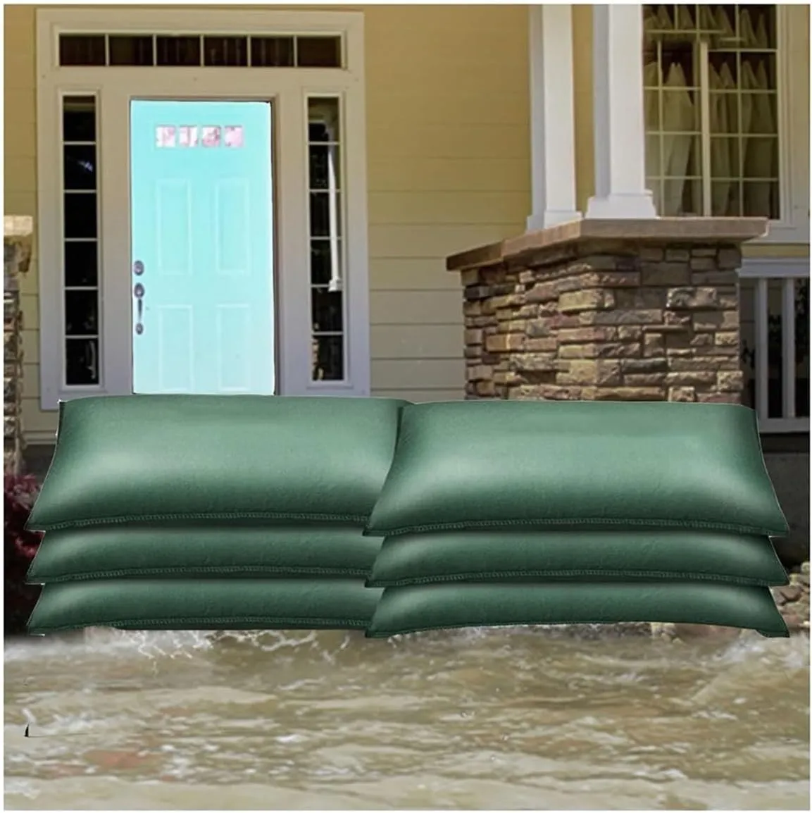 Barrier Flood, Sandless Sand Bags 10 Pieces Flood Water Barrier Sandbags Reusable for Doors and Windows Waterproof Treatment in Rainy Season