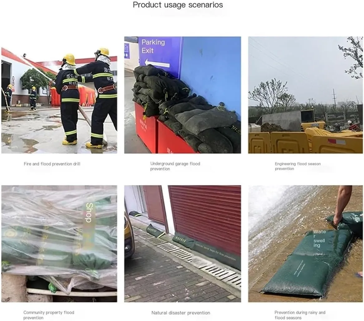 Barrier Flood, Sandless Sand Bags 10 Pieces Flood Water Barrier Sandbags Reusable for Doors and Windows Waterproof Treatment in Rainy Season