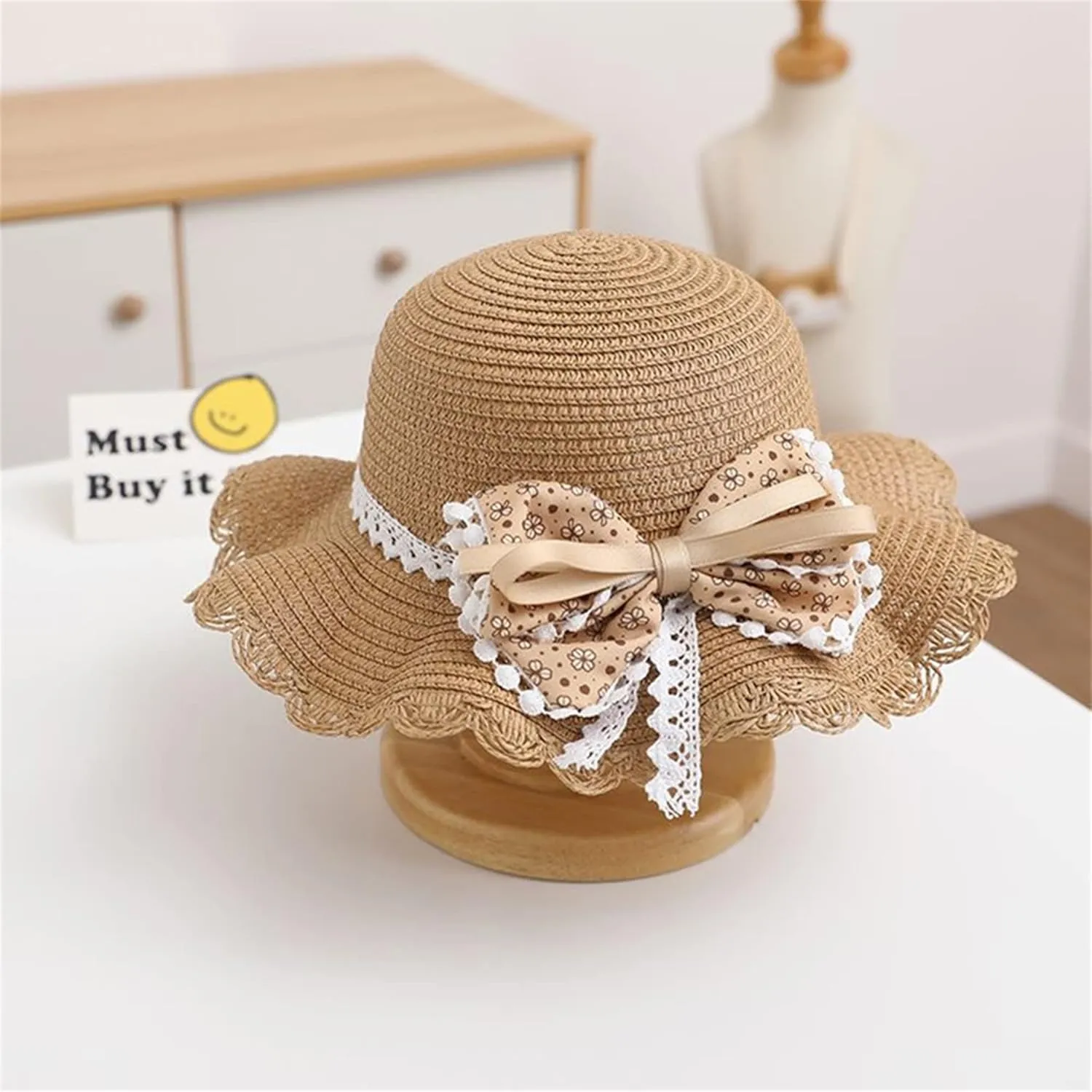 Beach Hats for Toddler Girls Straw Hat with Shoulder Bag Kids Bow Hats Set Little Girl Sun Hat