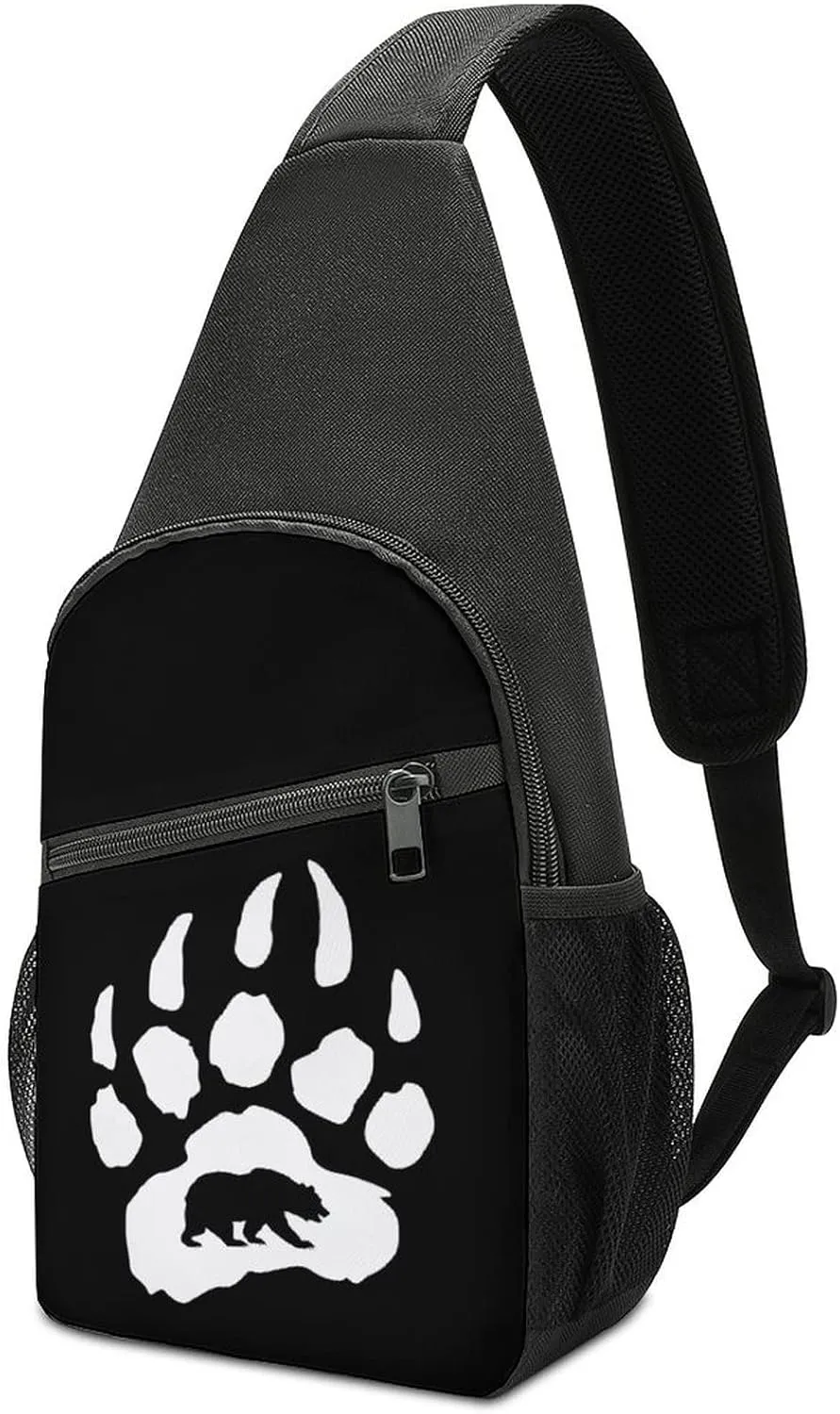 Bear Paw Crossbody Shoulder Bag Sling Backpack Travel Hiking Daypack Casual Chest Pack For Women Man One Size