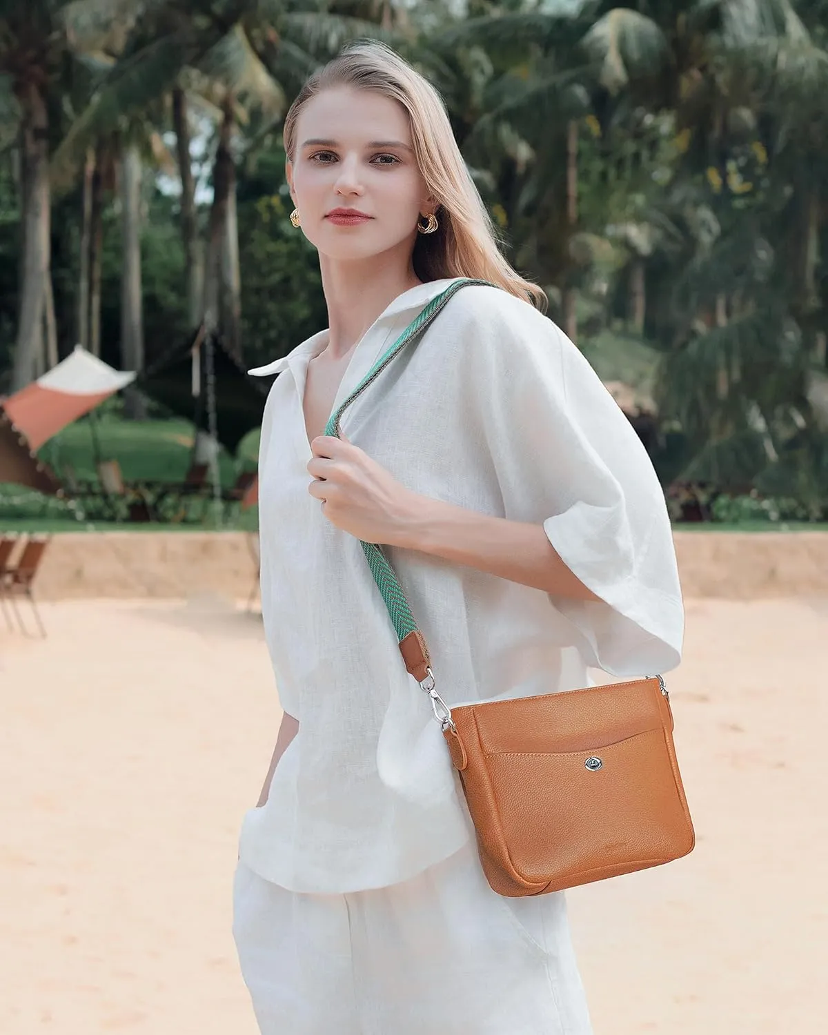 befen Genuine Leather Crossbody Bags for Women, Women's Shoulder Purse Hobo Handbags with Adjustable Wide Strap