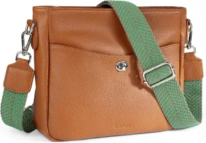 befen Genuine Leather Crossbody Bags for Women, Women's Shoulder Purse Hobo Handbags with Adjustable Wide Strap
