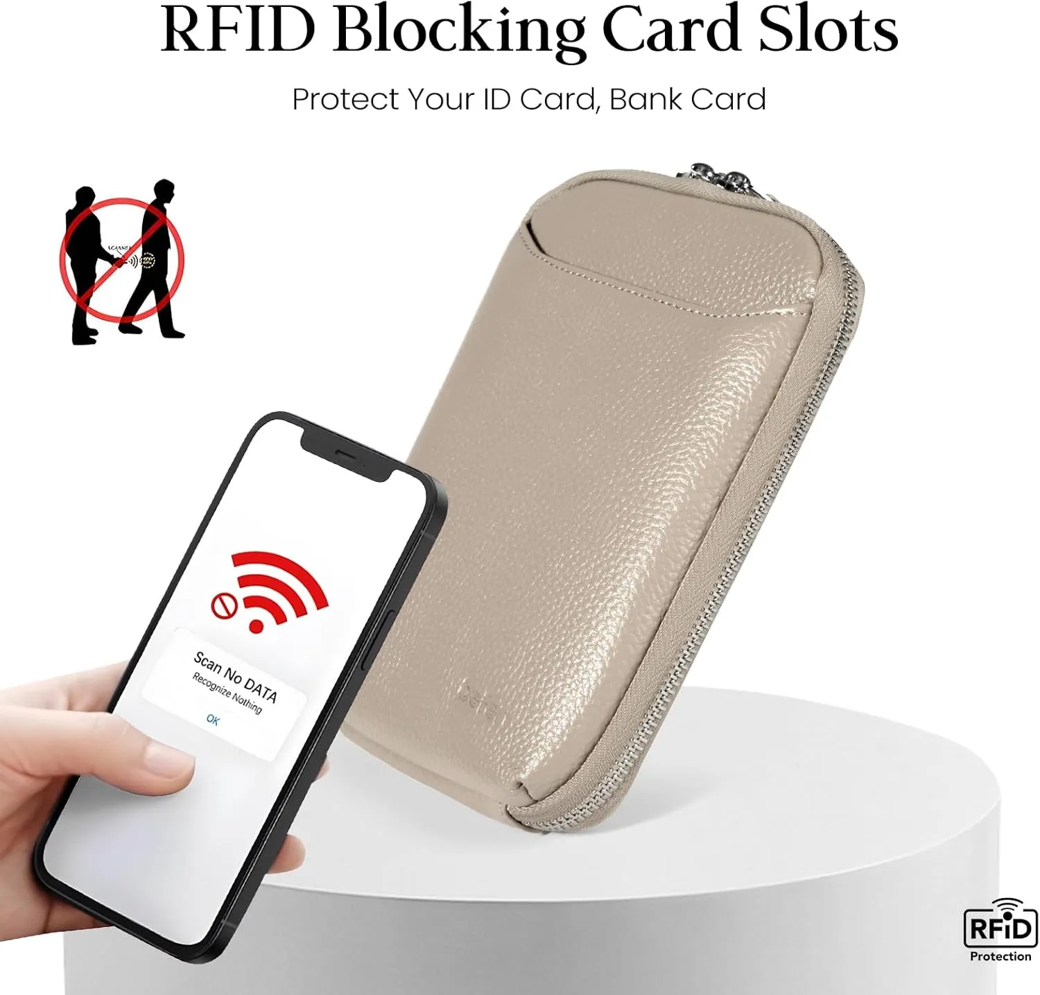 befen Genuine Leather Crossbody Cell Phone Purse for Women, Small Zip Around RFID Blocking Crossbody Wallet Bags