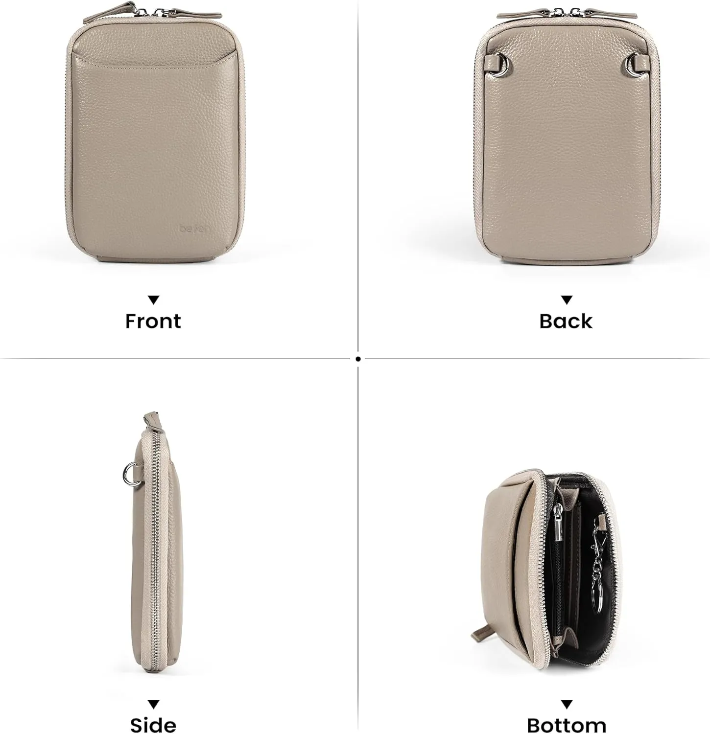 befen Genuine Leather Crossbody Cell Phone Purse for Women, Small Zip Around RFID Blocking Crossbody Wallet Bags