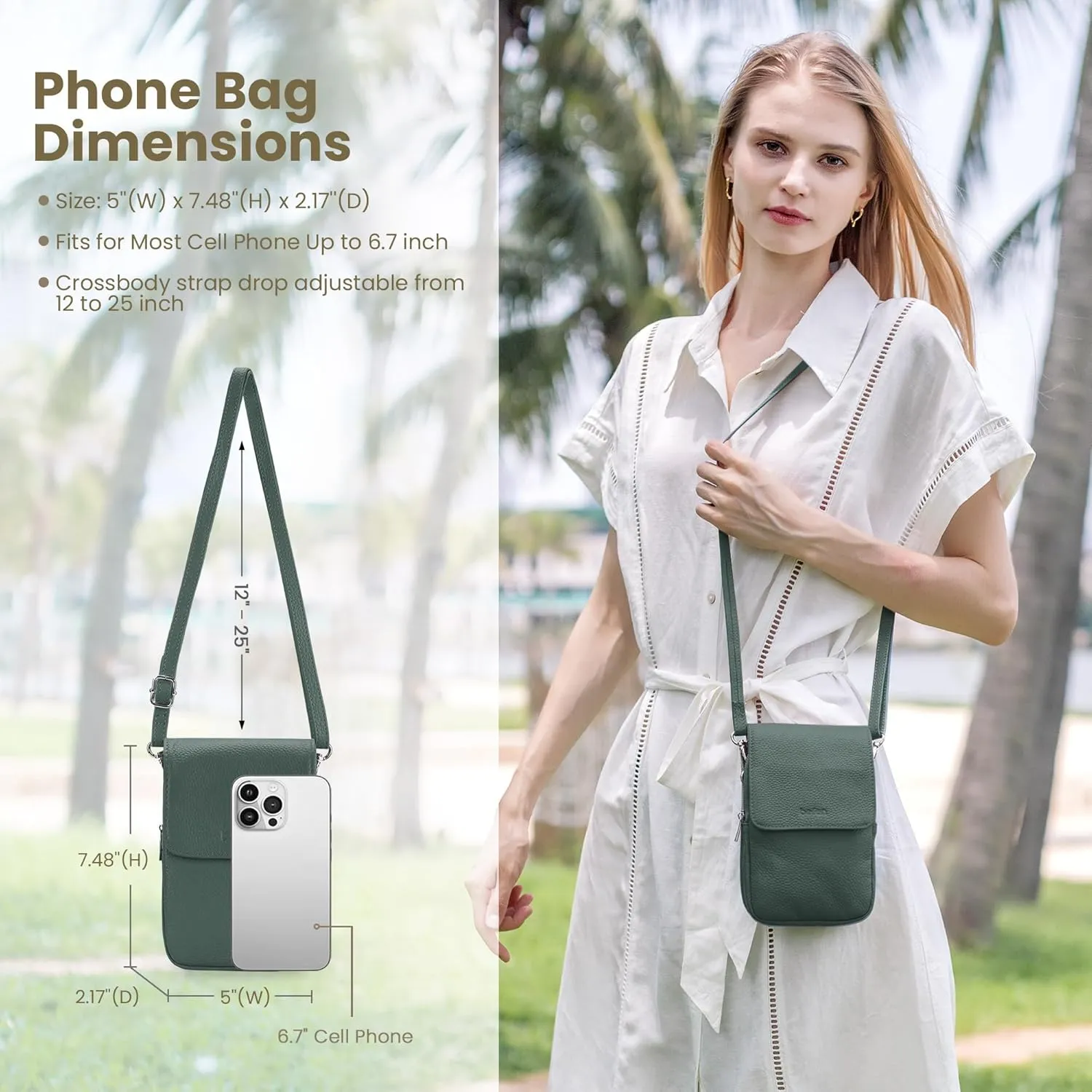 befen Genuine Leather Small Crossbody Bags for Women, Cell Phone Cross body Purse Bag with RFID Blocking Card Slots