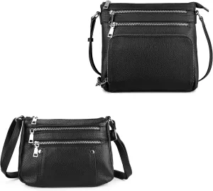 befen Genuine Leather Small Crossbody Bags for Women with Multi Zipper Pockets, Leather Medium Anti-Theft Crossbody Bag for Women Shoulder Purse with Built in wallet