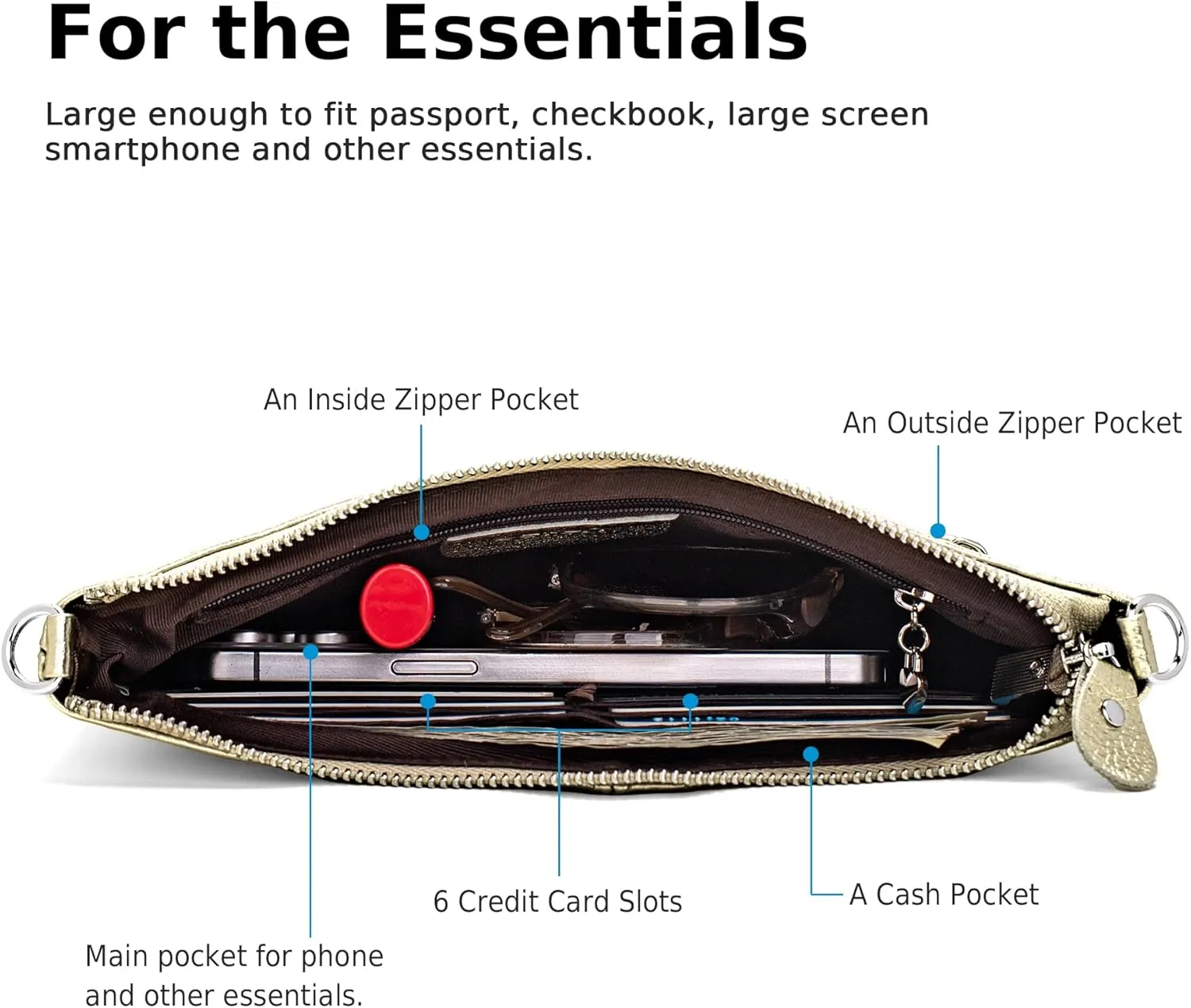 befen Genuine Leather Wristlet Clutch Wallet Purses Small Crossbody Bags for Women with RFID Blocking Card Slots