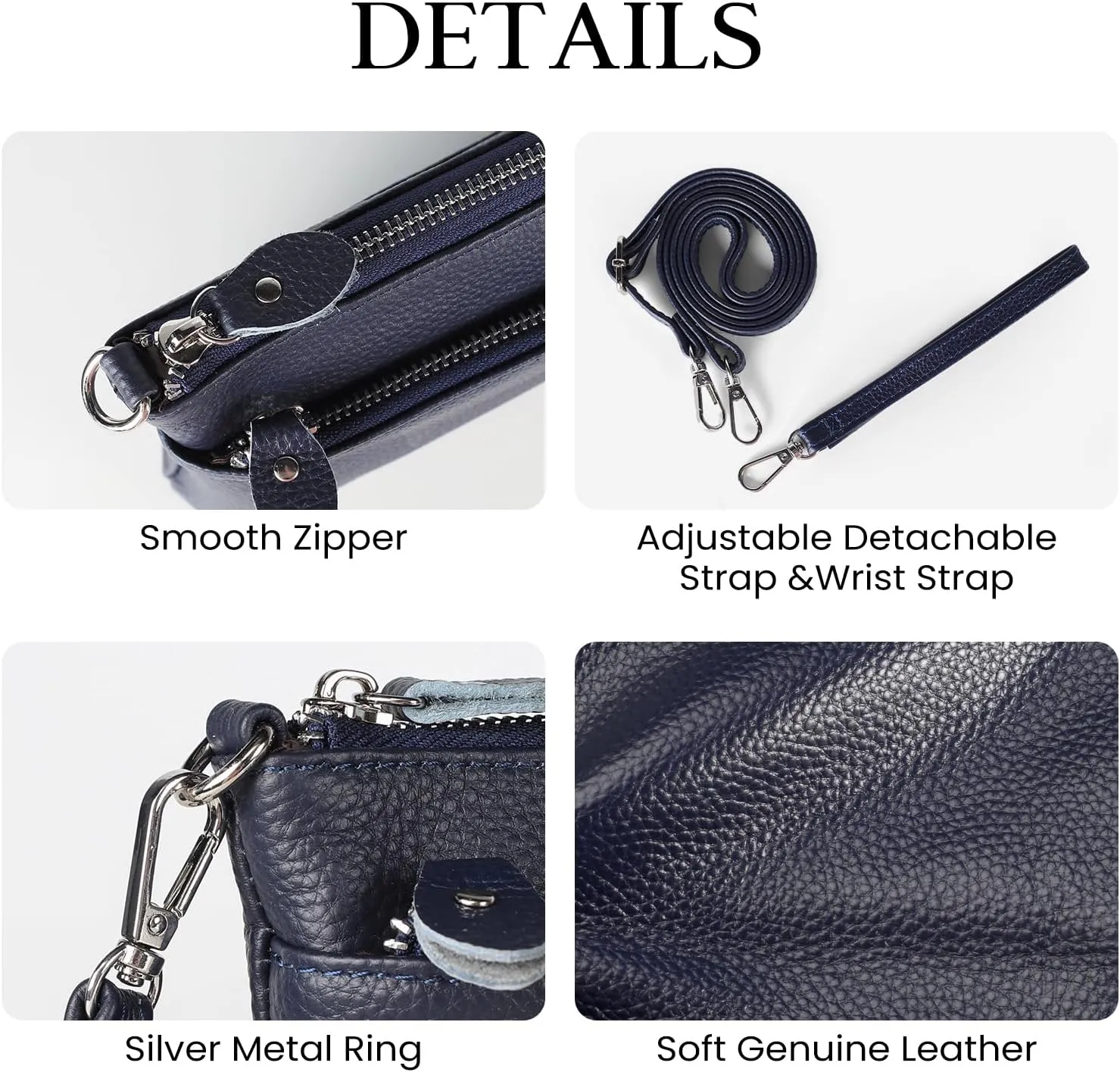 befen Genuine Leather Wristlet Clutch Wallet Purses with RFID Blocking, Small Crossbody Bags Shoulder Handbag for Women