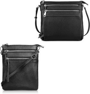befen Small Genuine Leather Crossbody Purses for Women Travel Shoulder Handbags with Multiple Zipper Pockets, Leather Medium Anti-Theft Crossbody Bag for Women Shoulder Purse with Built in RFID Wallet
