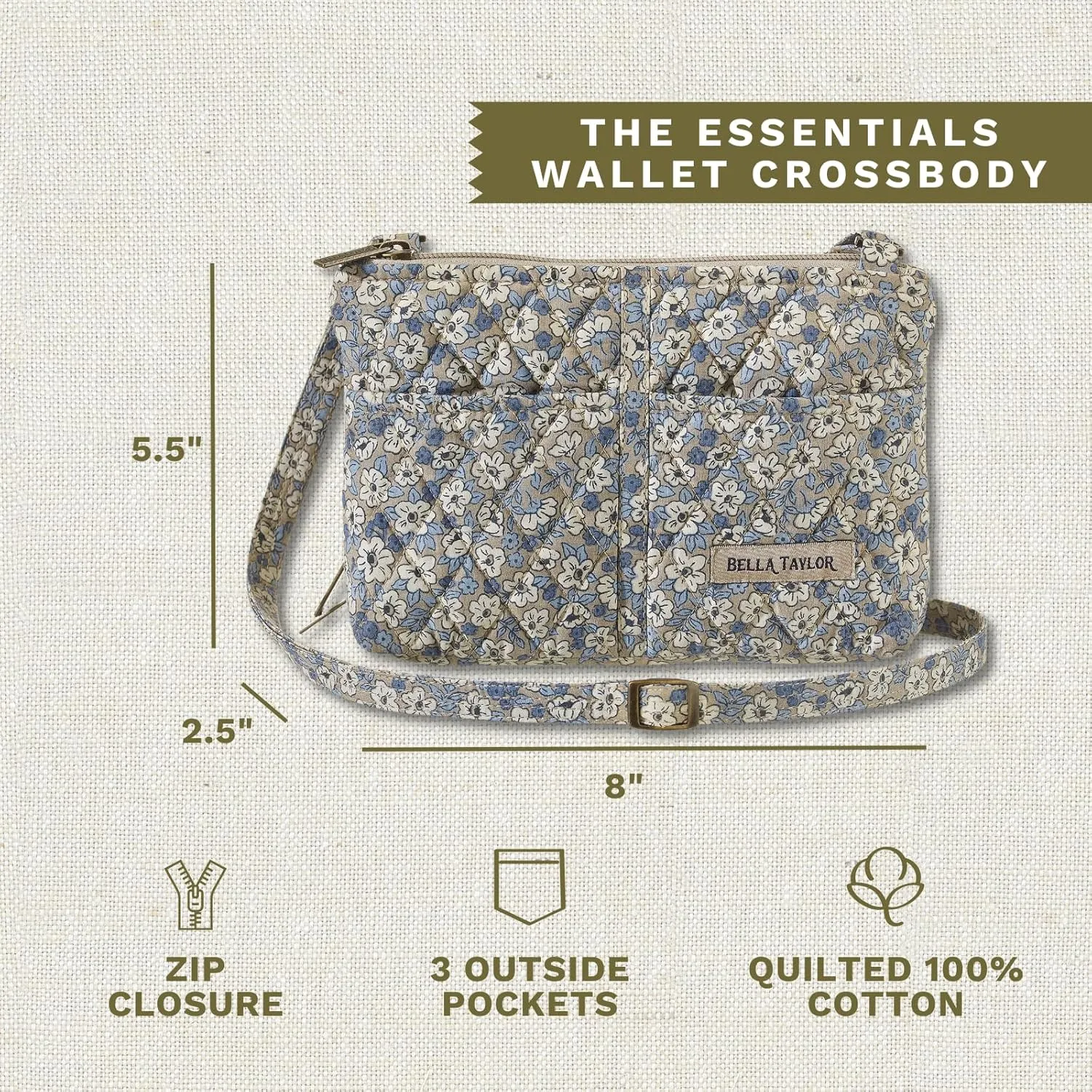 Bella Taylor Essentials Crossbody Purse with Built In Wallet