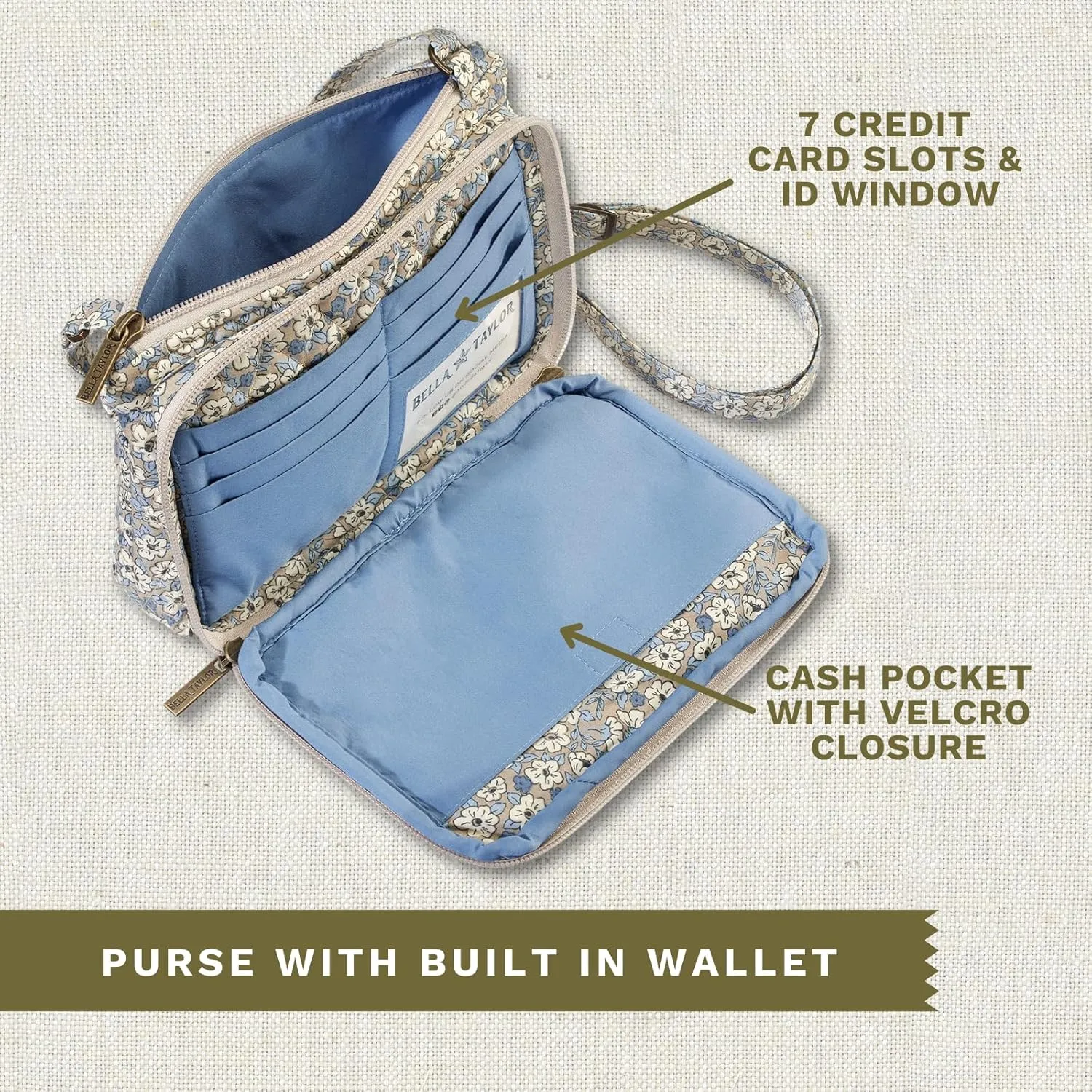 Bella Taylor Essentials Crossbody Purse with Built In Wallet