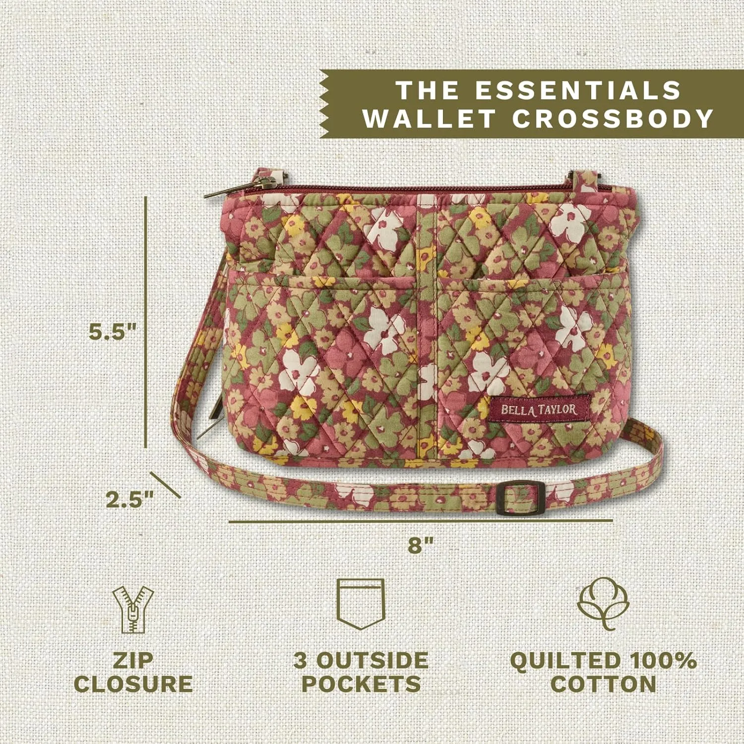 Bella Taylor Essentials Crossbody Purse with Built In Wallet