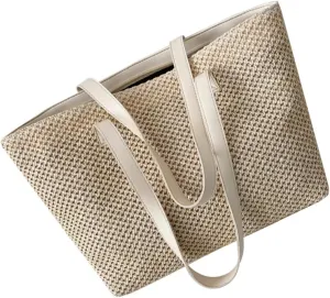 BESPORTBLE Large Capacity Straw Crossbody Bag for Women Boho Purse Structured Tote Bag