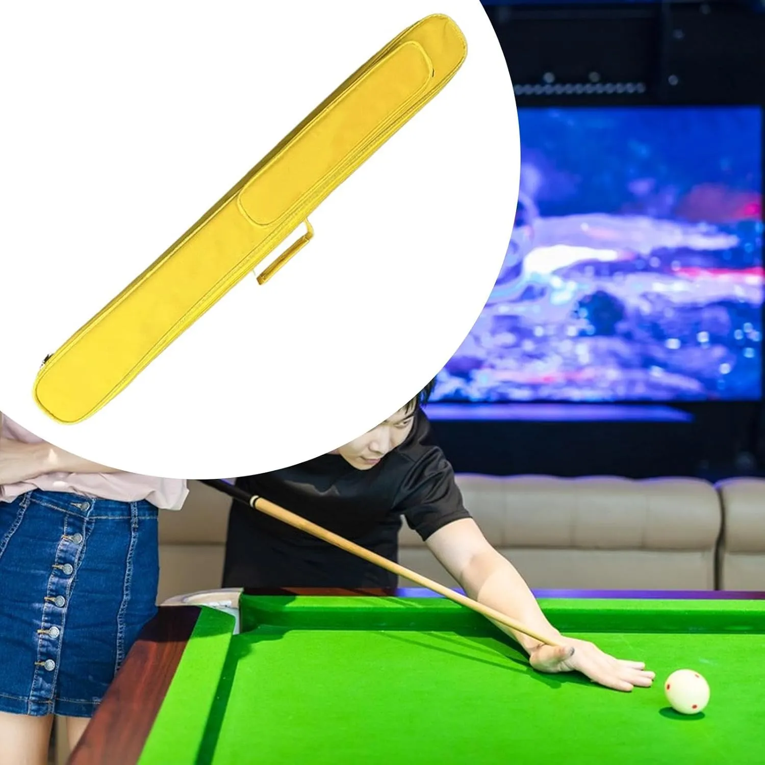 Billiard Cue Case Storage Pouch Zipper Pocket Oxford Cloth Billiard Cue Bag for Men and Women