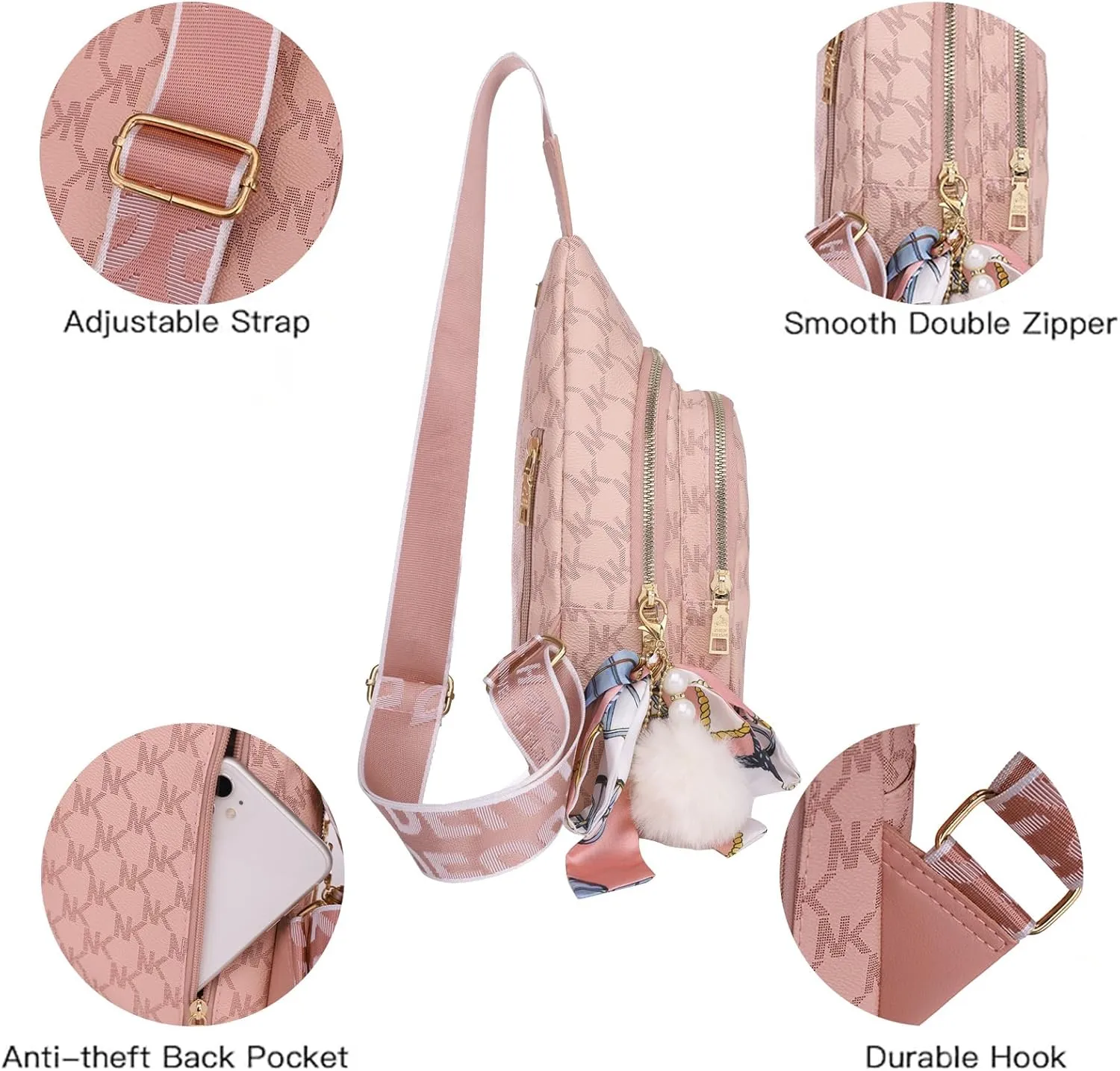BIMMI Small Premium Oxford Crossbody Bag Merging the Elegance of a Single Shoulder Bag Functionality of a Chest Bag