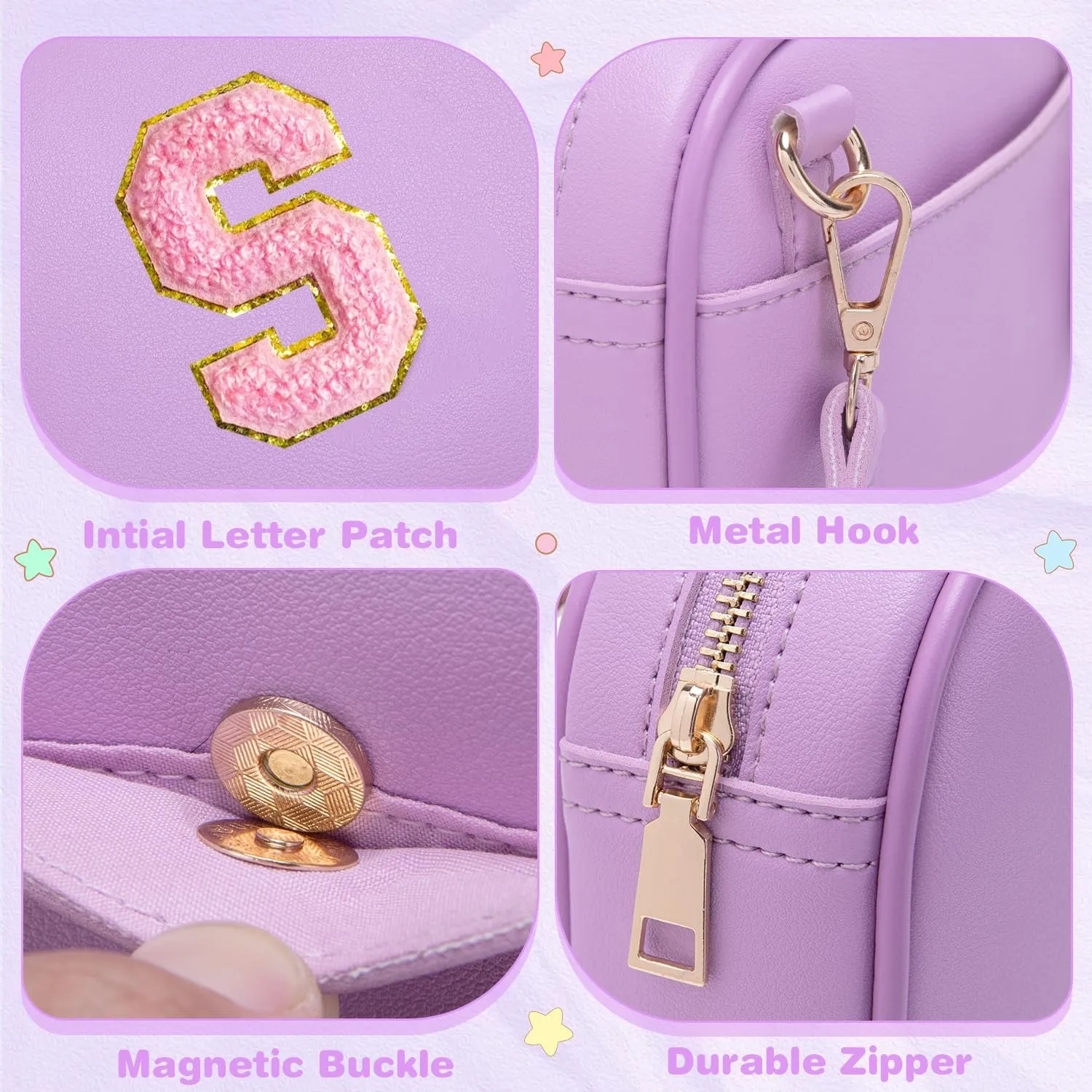 Birthday Gifts for 4 5 6 7 8 9 10 11 12 13 Year Old Girls Initial PU Leather Crossbody Bags for Girls