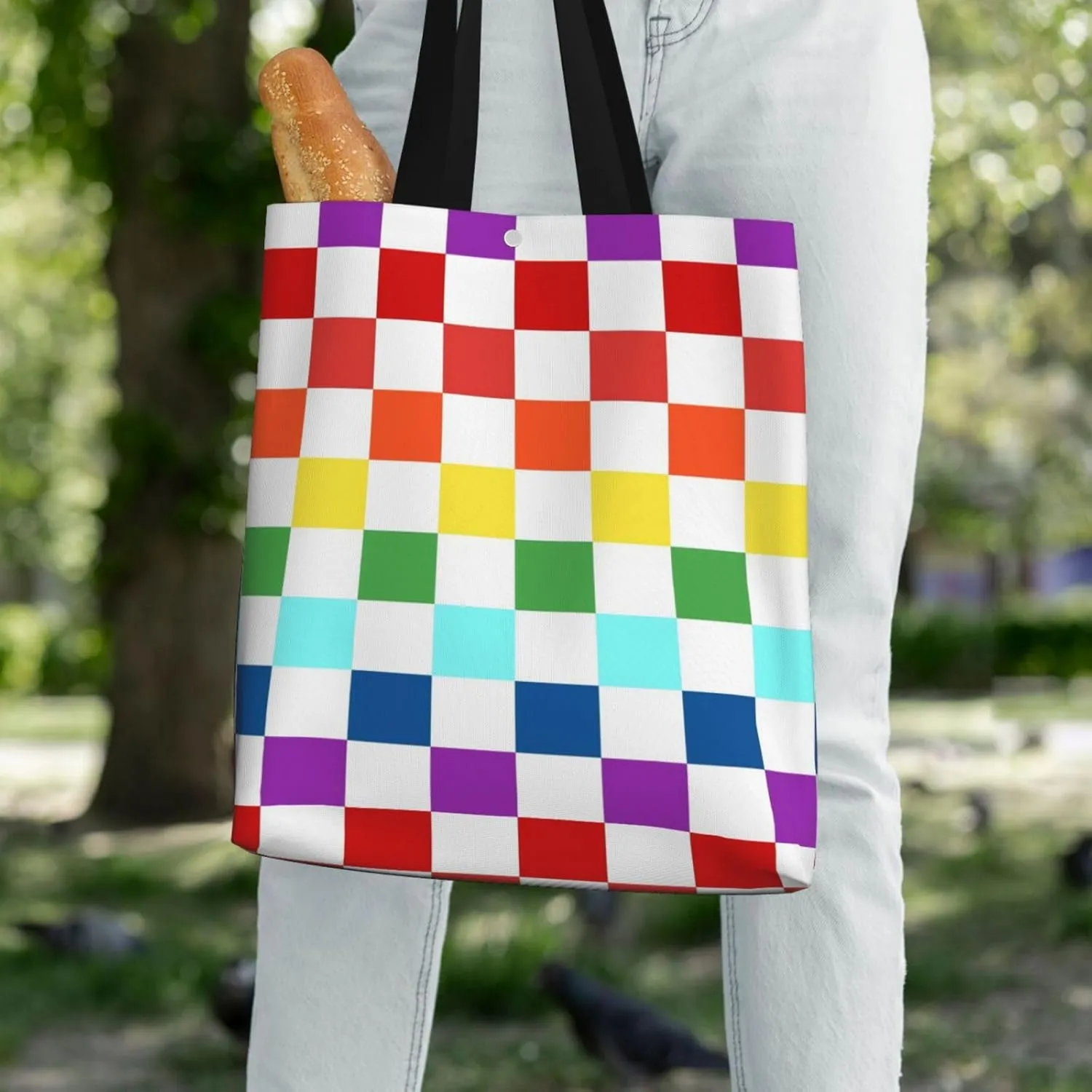Black and White Race Checkered Flag Canvas Totes Bag Shoulder Bags Shopping Crossbody Work Bag 13.8 X 15.4 inch