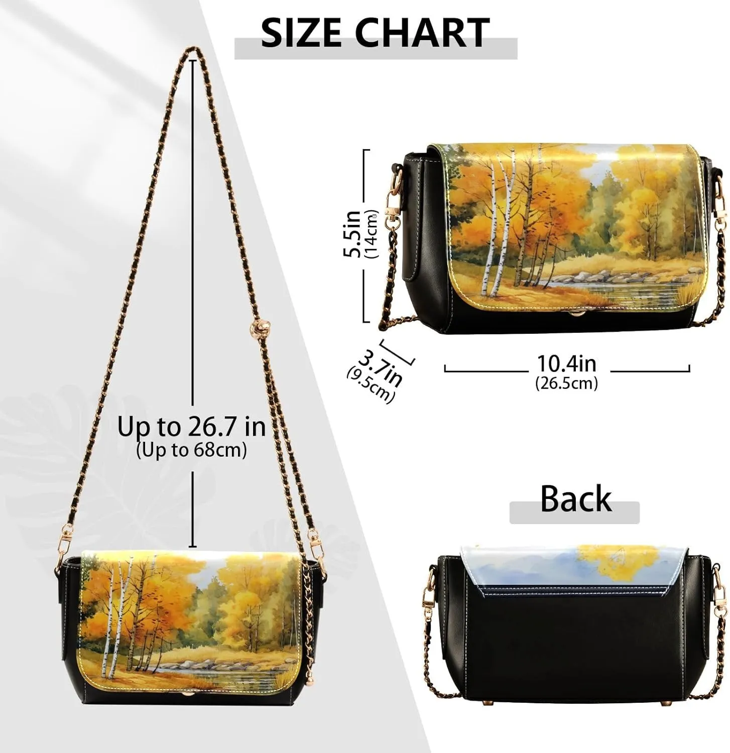 Black Apples on a White Pattern Leather Crossbody Bag, Leather Crossbody Purses for Women Trendy, Leather Ladies Bag