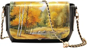 Black Apples on a White Pattern Leather Crossbody Bag, Leather Crossbody Purses for Women Trendy, Leather Ladies Bag