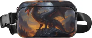 Black Dragon Rocky Fire Fanny Pack Hip Bag Belt Bag for Women Man Fashion Waist Pack Water-repellent Crossbody Bag for Halloween Costumes Running Hiking Jogging Travel Sport