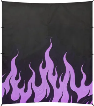 Black Fluorescent Cool Flame Purple Beach Cabana Tent UPF50 Easy Setup Sun Shelter with Sandbags, Sand Shovel, Poles for Backyard, Grassland, Park