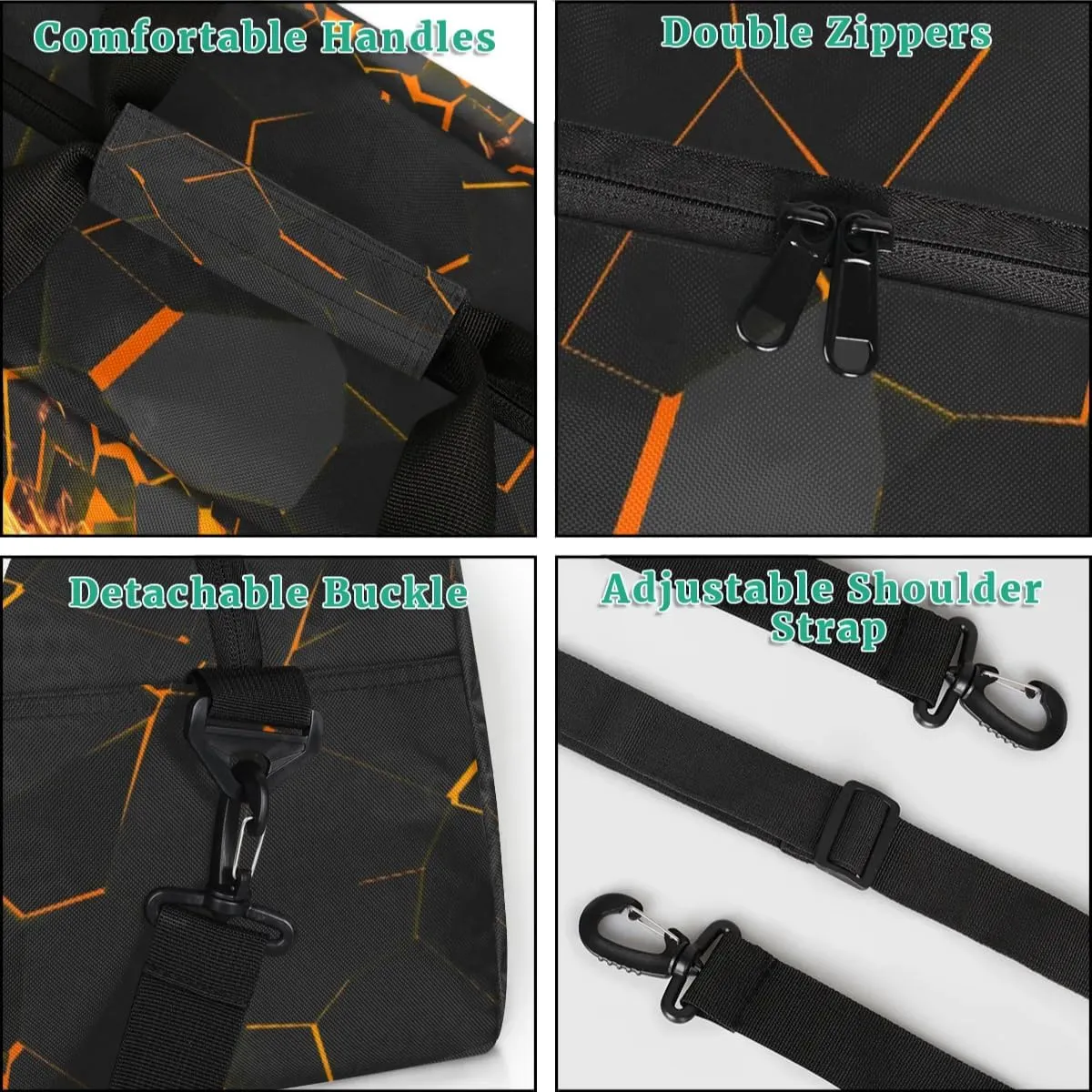 Black Gold Football Kids Overnighter Duffel Bags for Boys, Carry-On Size Sports Gym Bag with Front Zipper Pocket for School Practice or Overnight Travel Weekender Sleepover Tote Bag