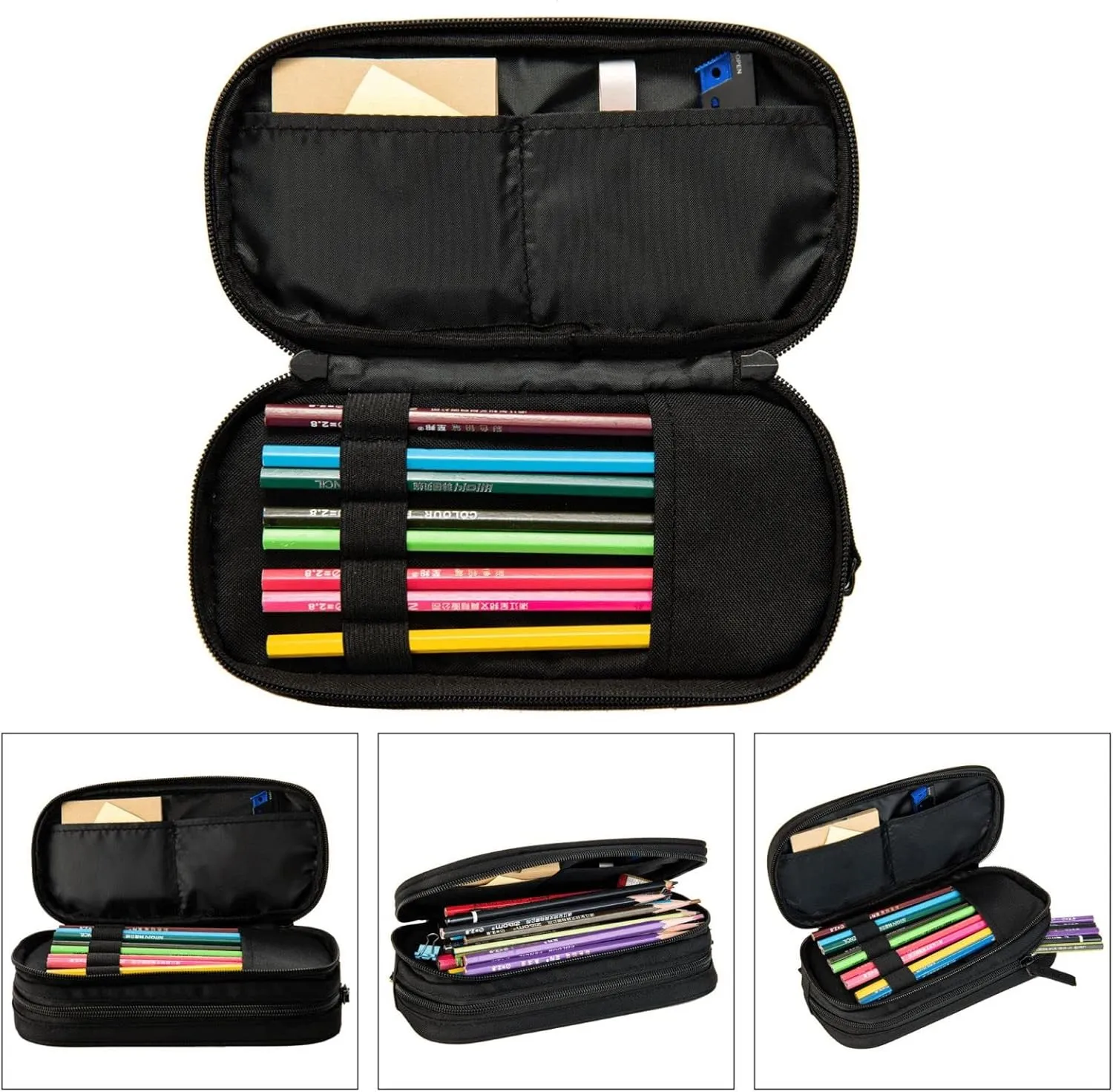 Black Red Pink Bright Zebra Print Multifunctional Pocket Backpack Crossbody Lunch Bag Pencil Case 3Pcs Set Large Capacity Backpack