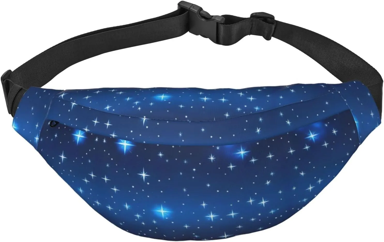 Blue Star Print Large Crossbody Fanny Pack, Cute Waterproof Waist Pack Belt Bag For Men, Women, Stylish Running Accessory