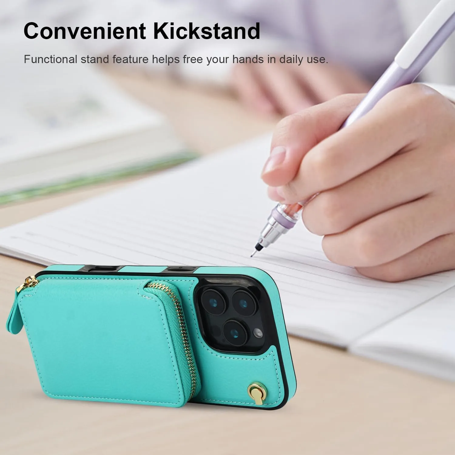 Bocasal Crossbody Wallet Case for iPhone 16 Pro Max, RFID Blocking Leather Purse Case with Card Holder, Protective Handbag Flip Cover with Zipper Wrist Strap Lanyard for Women 5G 6.9 Inch (Mint Green)