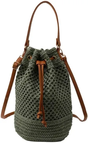 Boho Woven Straw Crossbody Bag - Trendy Beach Vacation Tote Handwoven Summer Straw Bag Boho Shoulder Handbag Purse