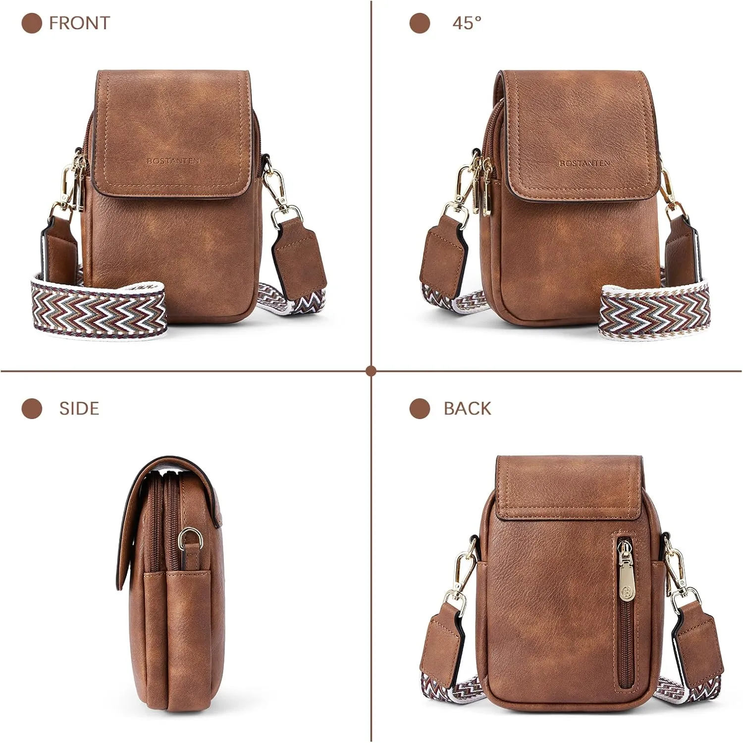 BOSTANTEN Small Crossbody Bags for Women Cell Phone Purse Leather Wallet Handbags with Card Slots