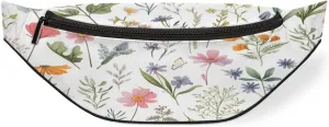 Botanical Flower Watercolour Fanny Pack for Women Men Waist Pack Crossbody Bag with Adjustable Belt for Travel Hiking Running Cycling Festivals