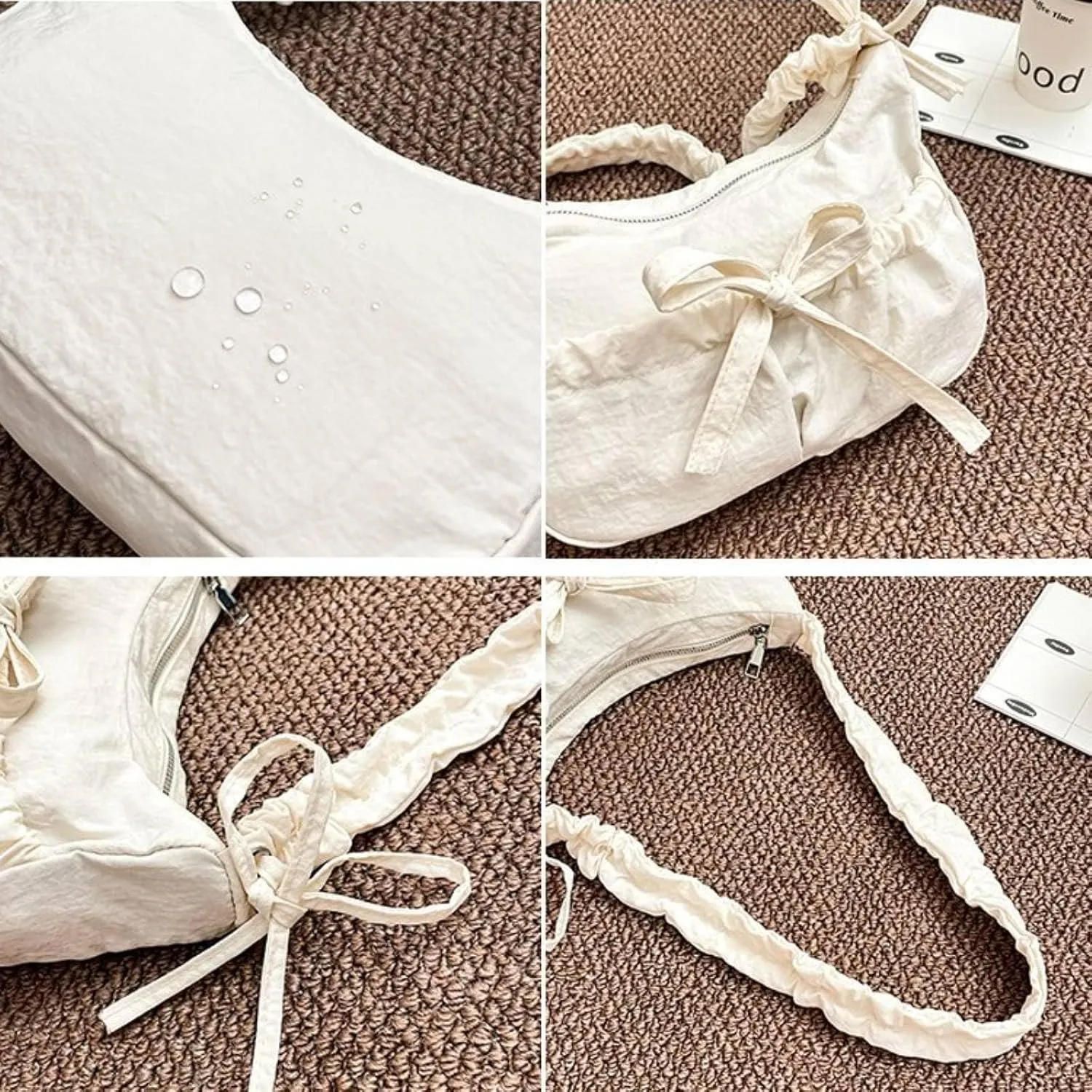 Bow Crinkle Crossbody Bag, Shoulder Bag Cute Tote Bag,Lightweight Foldable Crossbody for Women.
