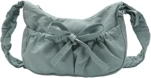 Bow Crinkle Crossbody Bag, Shoulder Bag Cute Tote Bag,Lightweight Foldable Crossbody for Women.