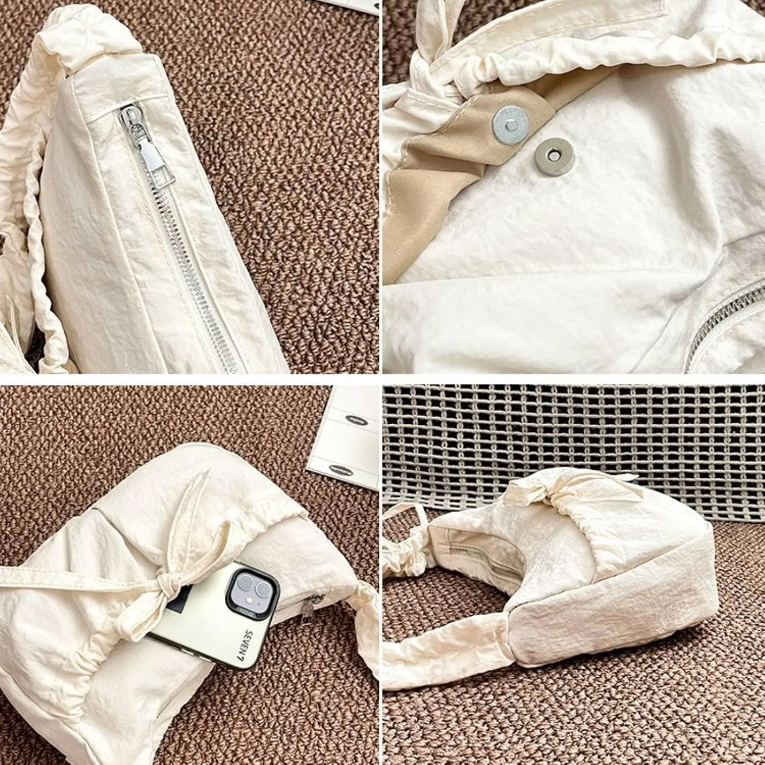 Bow Crinkle Crossbody Bag, Shoulder Bag Cute Tote Bag,Lightweight Foldable Crossbody for Women.