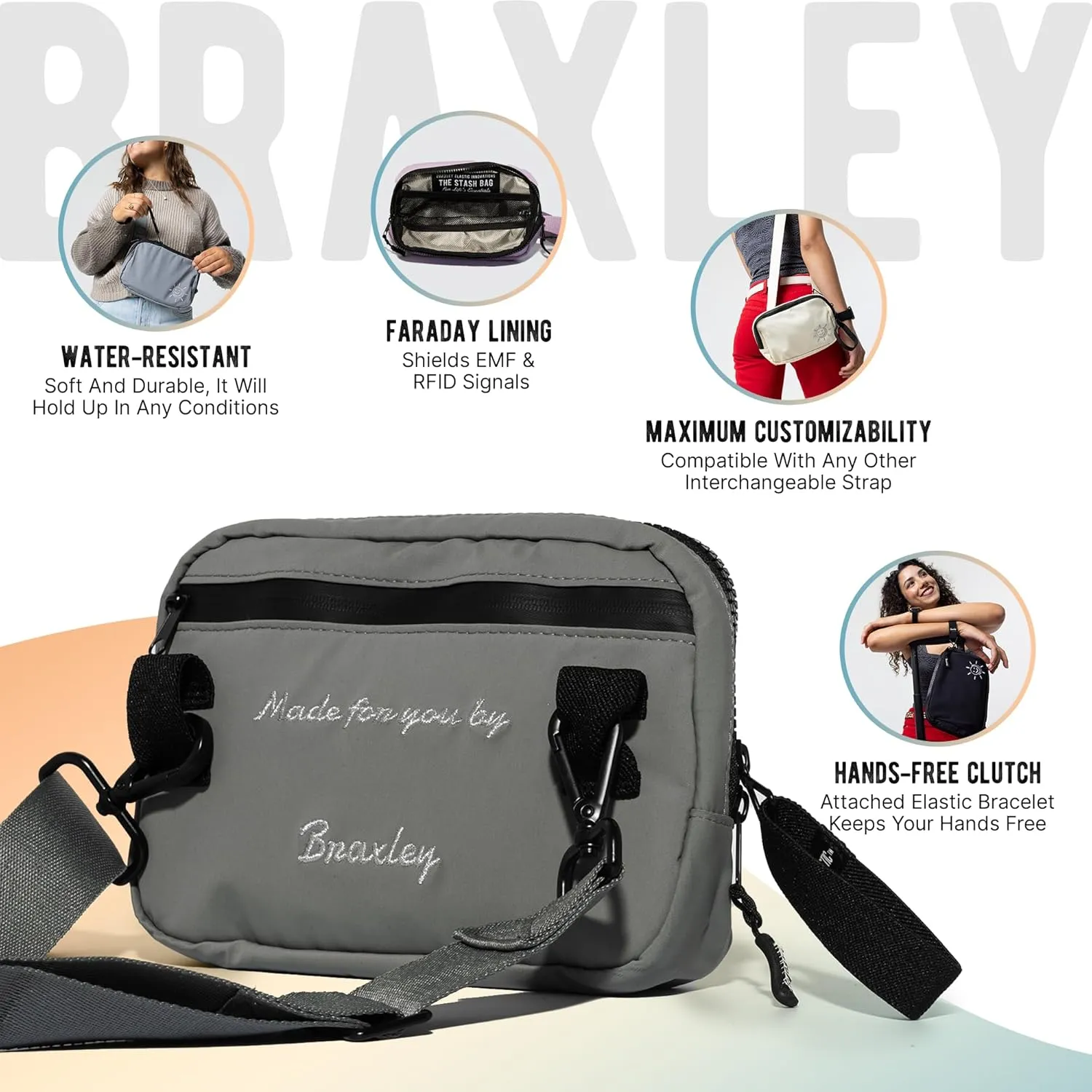 Braxley Unisex Clutch Bag & Belt Bundle - Crossbody and Fanny Pack for Men & Women - Full Length Stretch Belt Design – RFID Blocking Convertible Belt Bag | Washable and Durable