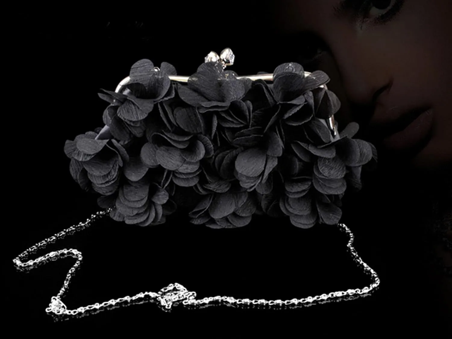 Buddy Women Rose Shaped Clutch Soft Satin Wristlet Handbag Wedding Party Purse