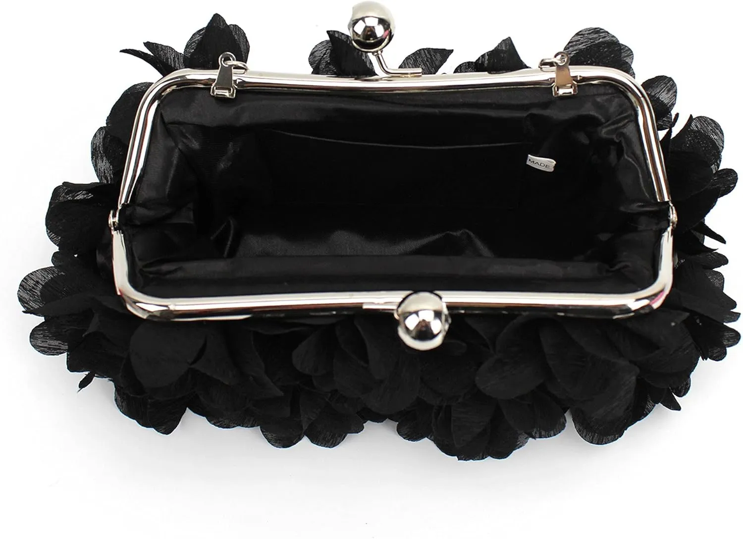 Buddy Women Rose Shaped Clutch Soft Satin Wristlet Handbag Wedding Party Purse