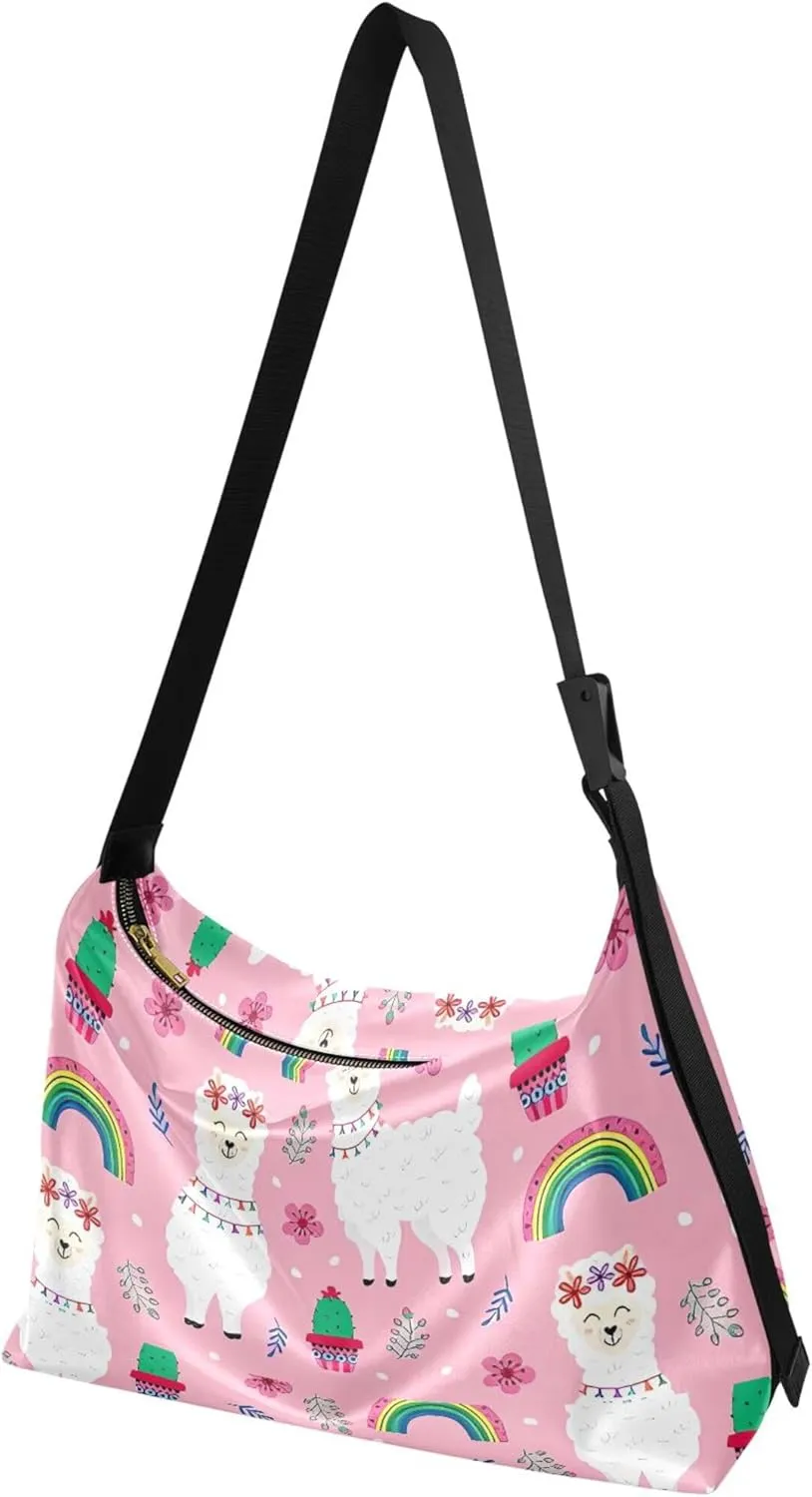 Bunny Butterfly Peonies Rabbit Print Soft PU Leather Hobo Bags Cross Body Men Bag Animal Print Women Purse
