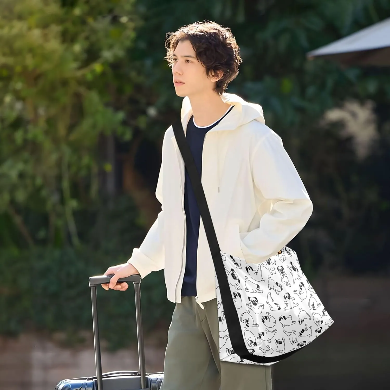 Bunny Butterfly Peonies Rabbit Print Soft PU Leather Hobo Bags Cross Body Men Bag Animal Print Women Purse