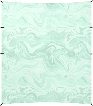 Burbuja Abstract Marble Mint Green Beach Canopy Windproof Beach Tent Sun Shade with 4 Sandbags & Sand Shovel, Portable Sun Shelter for Family Camping Picnic