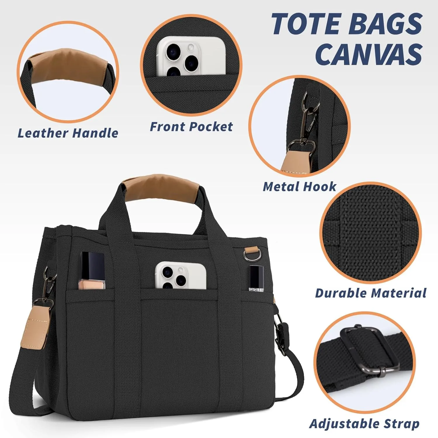 Buringer HOMESPON Large Teacher bag Nurse Bag Tote Bag for Woman Man Everything Handbag Travel Bag with Compartments Pockets
